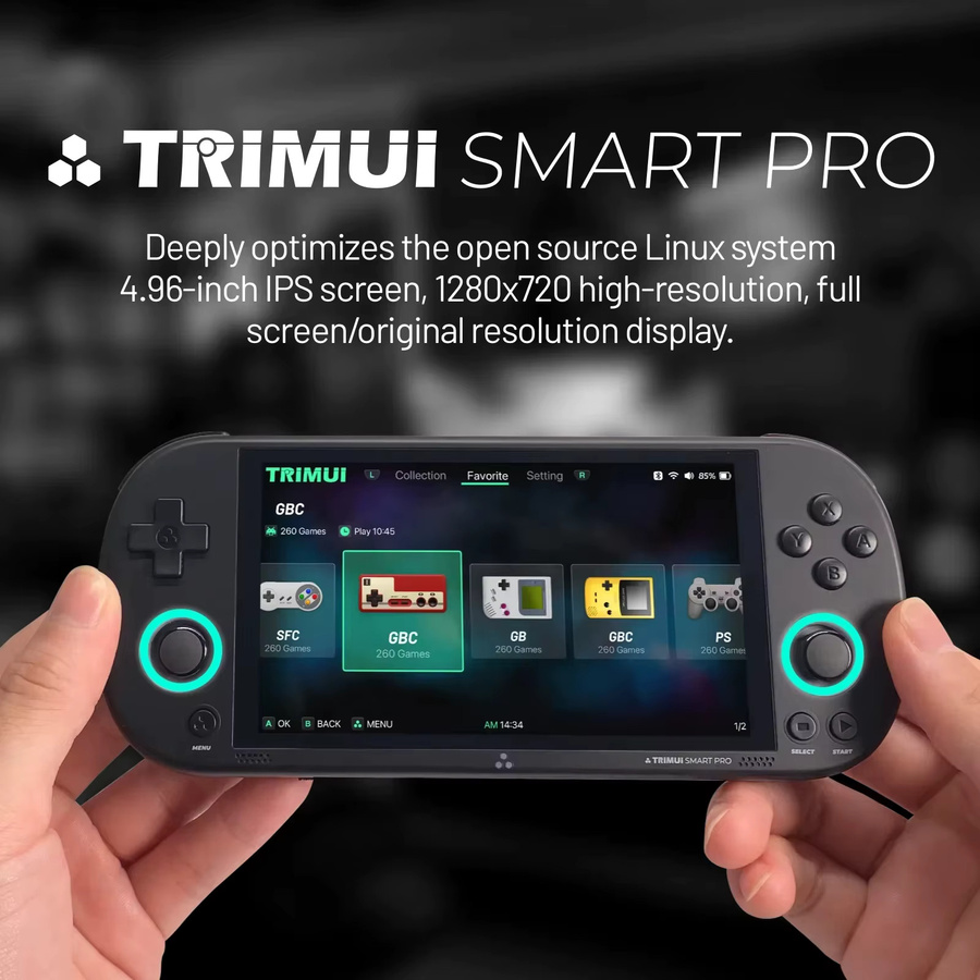Trimui Smart Pro Handheld-Spielkonsole mit 4,96 Zoll IPS-Bildschirm, Linux-System und RGB-Beleuchtung, Retro-Videospiel-Player in Grau oder Schwarz - Bild 2