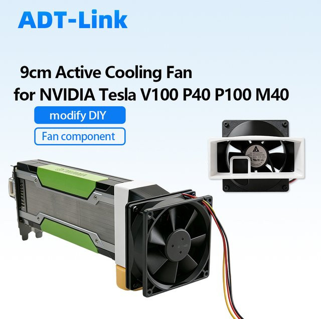Aktiver Kühlventilator 90mm in Schwarz als Upgrade-Kit für NVIDIA Tesla V100 P40 P100 M40 GPUs - Bild 1