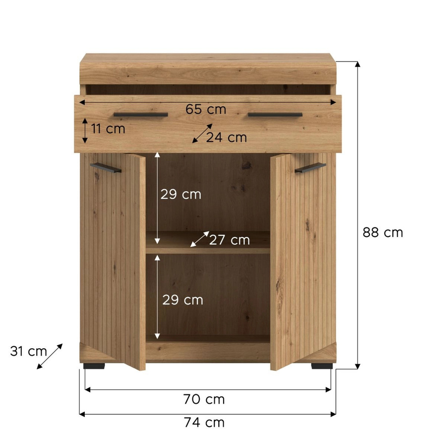 Badezimmer Kommode Shawn von Inn.Furn in Eiche, Braun, B/T/H: 74 x 0 x 88 cm - Bild 4