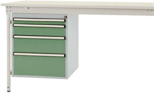 Manuflex ZB4752.6011 Gehäuse-Unterbau stationär in Grün-Weiß mit 4 abschließbaren Schubfächern aus Stahl für Tischtiefe 800 mm, Nutzhöhe: 500 mm - Bild 1