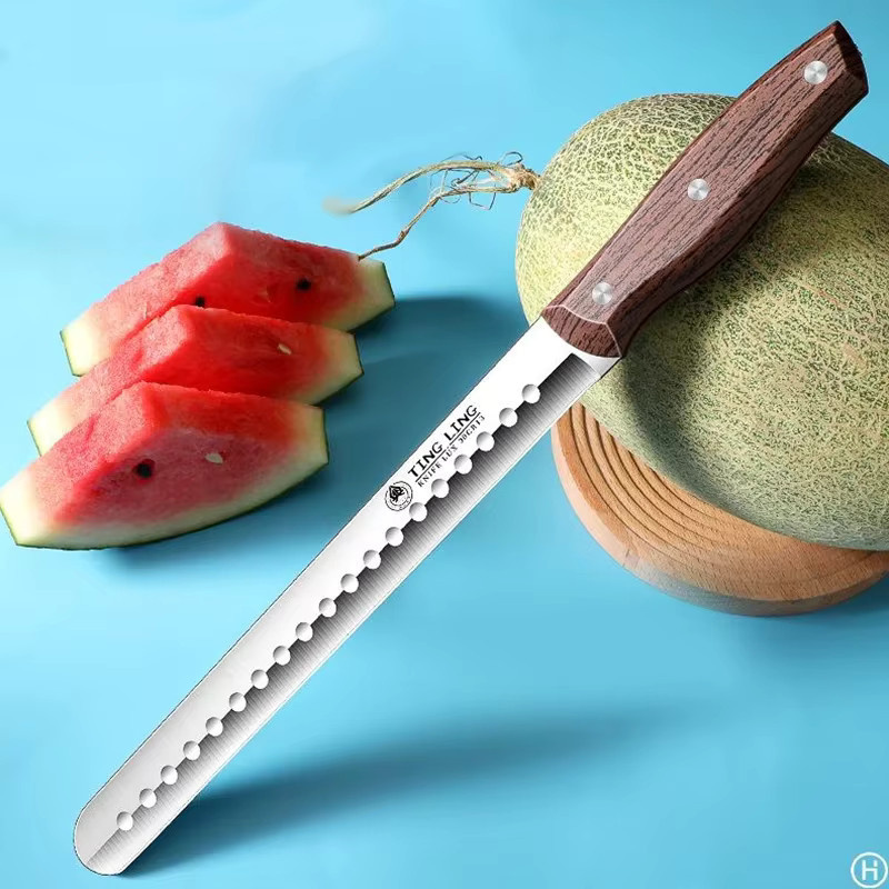 PLYS Mehrzweck-Küchenmesser aus Stahl mit Holzgriff und Schutzhülle in Silber - Bild 4