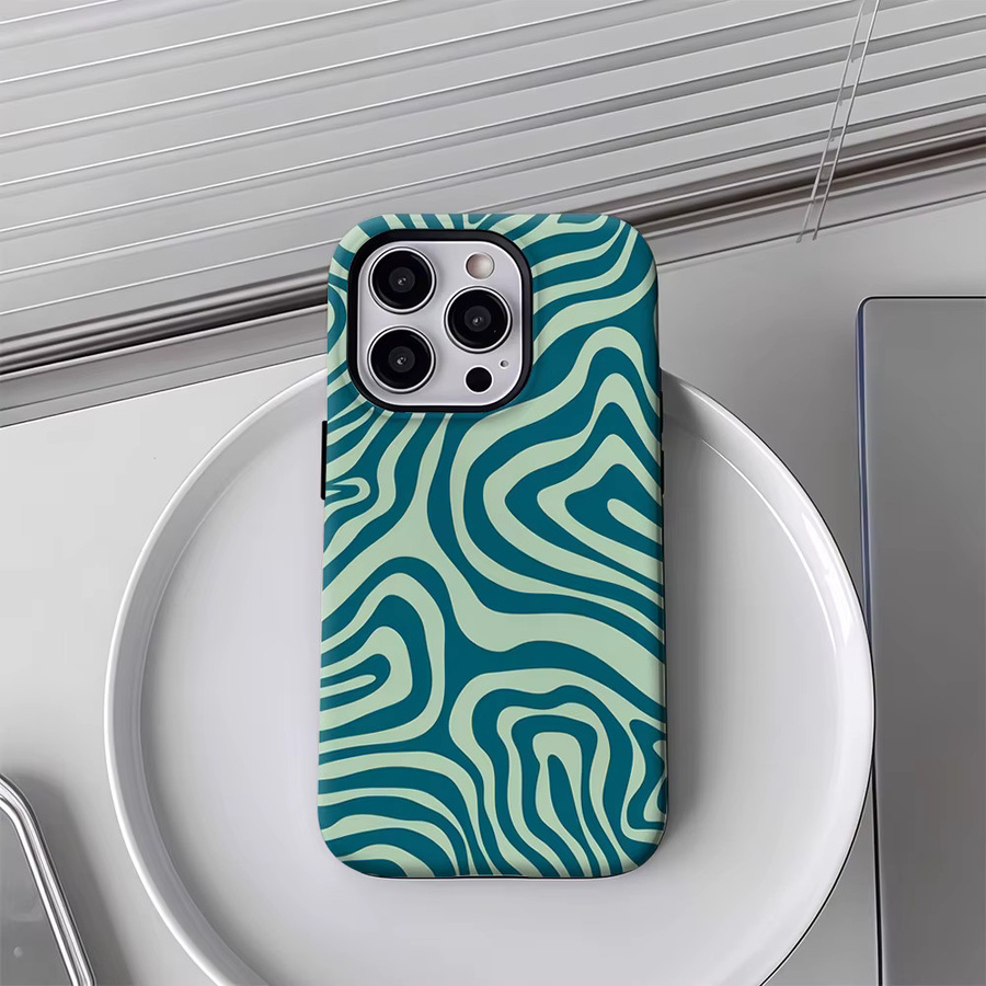 Teal Swirls Handyhülle für Apple iPhone (alle Modelle) in Petrol mit doppelschichtiger Rückseite - Bild 3