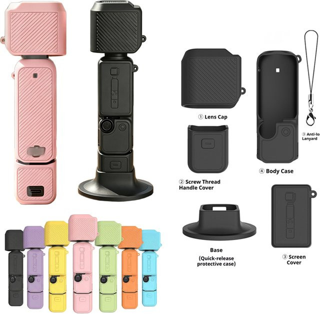 DIXSG Silikon-Ganzkörper-Schutzhülle-Set für DJI Osmo Pocket 4 in Bunt mit Objektivkappe - Bild 1