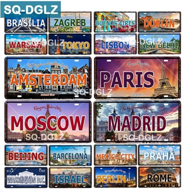 HELLOYOUNG Barcelona City Nummernschild Vintage Metall Blechschild zur Wanddekoration B: 30,0 cm, H: 15,0 cm, T: 15,0 cm - Bild 1