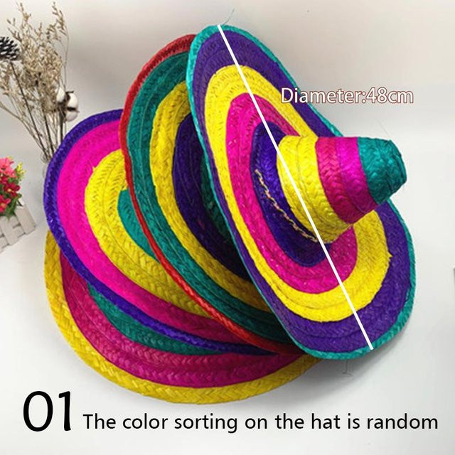 2NLifeStyle Bunter Strohhut mit Pompom für Halloween und Party als Mexikanisches Cosplay Accessoire in Mehrfarbig - Bild 1