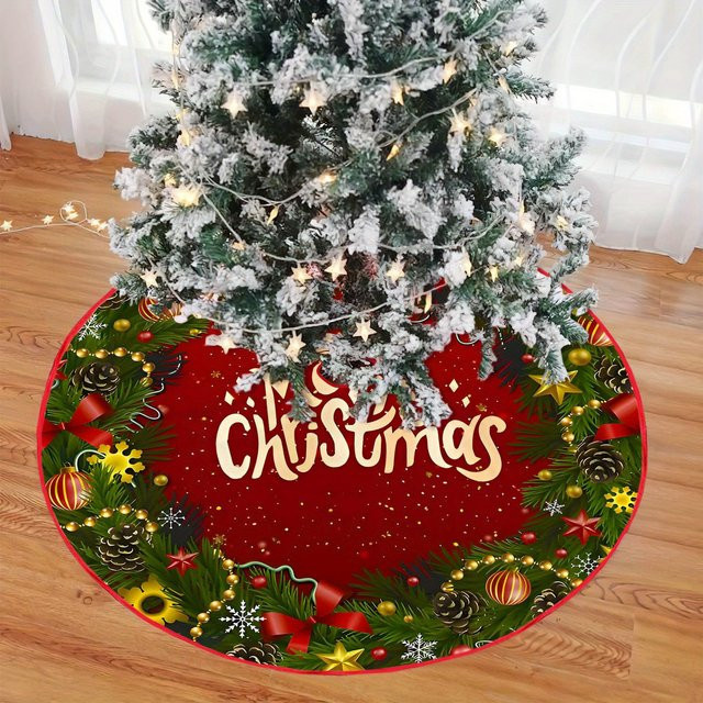 VIKAMA Weihnachtsbaumkleid in Rot, rundes Textil-Baumkleid zur Dekoration deines Weihnachtsbaums - Bild 1