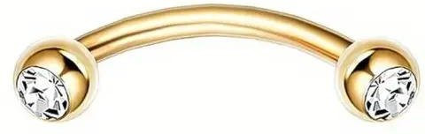 Piercing Gebogener Barbell Stecker, Edelstahl, Zirkonia, beige, Unisex - Bild 1