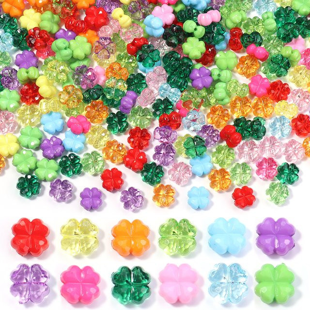 louleur Acrylperlen, vierblättriges Kleeblatt, 11 mm, bunt, Unisex - Bild 1