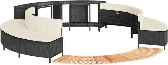 vidaXL Whirlpool-Umrandung aus Poly-Rattan und geöltem Akazienmassivholz in Schwarz - Bild 1