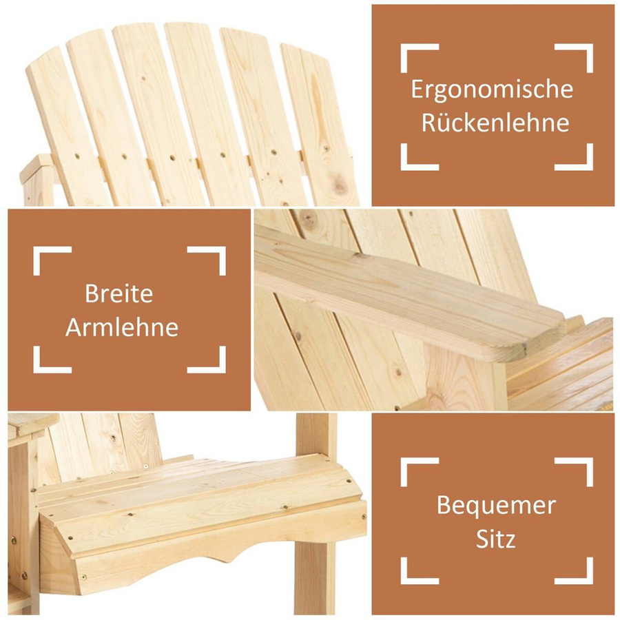 Outsunny Gartenbank aus Holz in Natur und Grau, lackiert, B/H/L: 87 x 92 x 178 cm - Bild 2