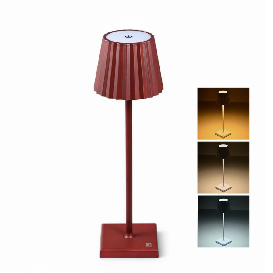 BERGNER LED-Tischleuchte Maroon in Rot, dimmbar und wiederaufladbar, B/H: 11,6 x 38 cm - Bild 3