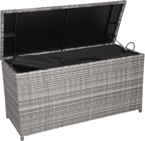 DELUKE Auflagenbox VERA Grau Gartenbox aus Polyester und Stahl für Garten und Terrasse B/T/H: 120 x 50 x 60 cm