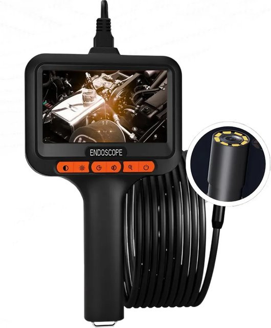 BUMBORN Endoskop mit 4,3-Zoll-Bildschirm und Doppelkamera, 1080P HD, IP67 wasserdicht, 8 mm Durchmesser, Farbe: Schwarz - Bild 1