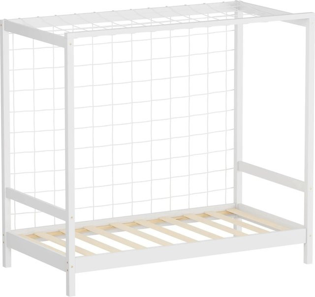 ML-Design Kinderbett Fußballtor aus massivem Kiefernholz mit Lattenrost in Weiß, B/T/H: 80 x 160 x 86 cm - Bild 2