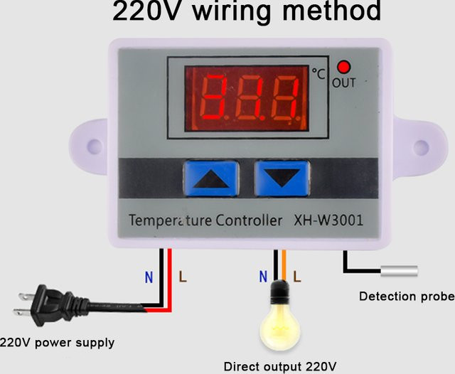 Diymore XH-W3001 AC Digital LED Temperaturregler mit NTC Sensor für Inkubator Heizung und Kühlung, Weiß - Bild 1