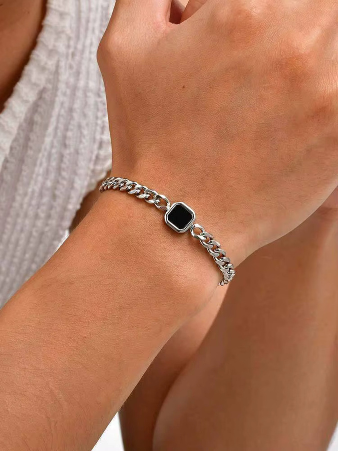 VNOX Herrenarmband, kubanisches Kettenarmband, Edelstahl, Silber - Bild 3