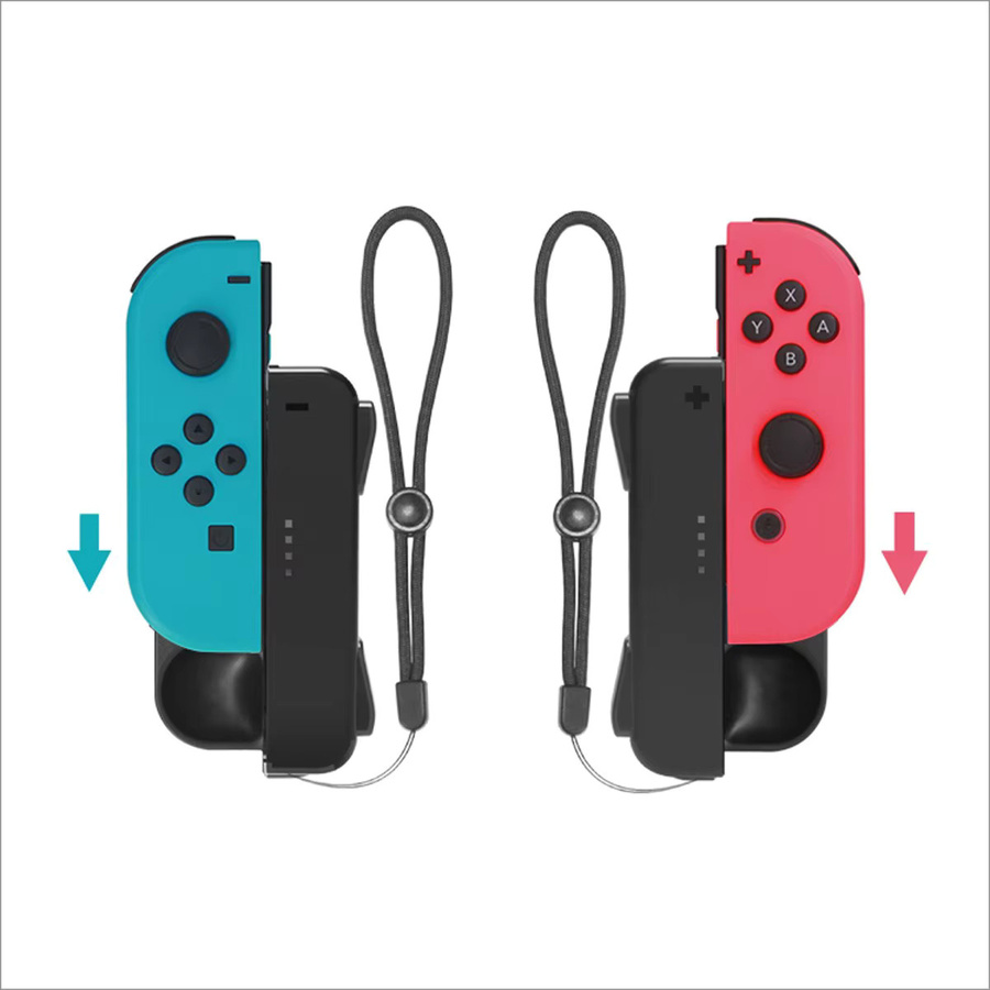 Ipega TNS-1729 2er-Pack Mini-Griffe für Nintendo Switch Joy-Con in Schwarz mit Ladefunktion, LED-Lichtführung und zusätzlichen Tasten - Bild 3