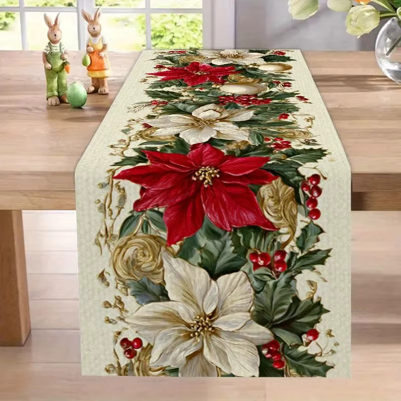 VIKAMA Weihnachts-Tischläufer mit Beeren-Design, rechteckig, mehrfarbig, maschinenwaschbar, B: 90 cm, H: 33 cm, T: 33 cm - Bild 4