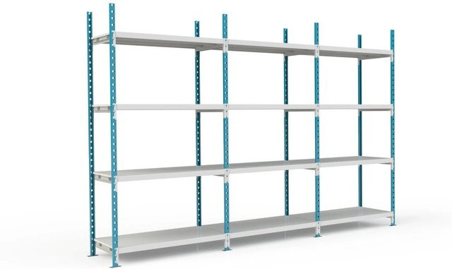 PROREGAL Fachbodenregal Maximus Pro mit 4 Ebenen und Metallplatten, Farbe: Lichtblau-Lichtgrau, H x B x T: 200 x 125 x 80 cm - Bild 1