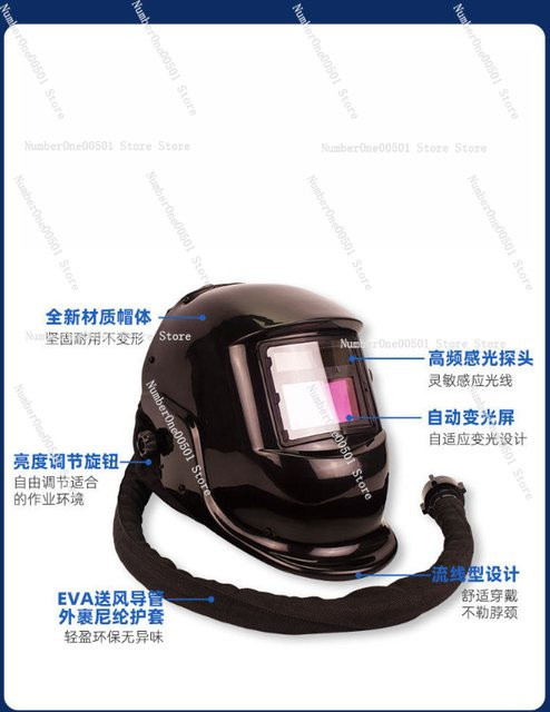 Elektrisch betriebener Schweißhelm mit automatischer Verdunkelung und integriertem Luftreiniger in Schwarz - Bild 1