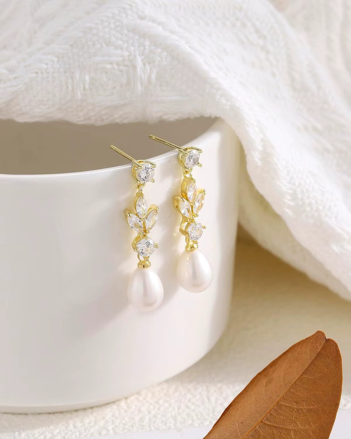 RUIYI Perlenohrringe, 14k vergoldet, Diamant, Damen - Bild 3