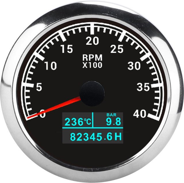 DIYelecs 3 in 1 Multifunktions Zeiger Drehzahlmesser mit Wassertemperatur und Öldruck IP67 Black Dial - Bild 1