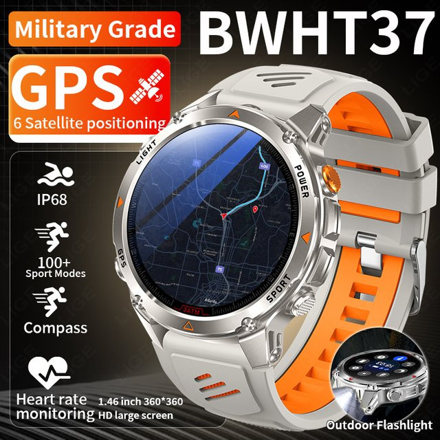 LIGE Smartwatch, GPS, Edelstahl, Blau, 3 ATM, Herren - Bild 1