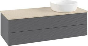 V&B Antao Waschtischunterschrank mit Frontstruktur und LED-Beleuchtung, Anthrazit lackiert, B/T/H: 120 x 36 x 50 cm - Bild 1