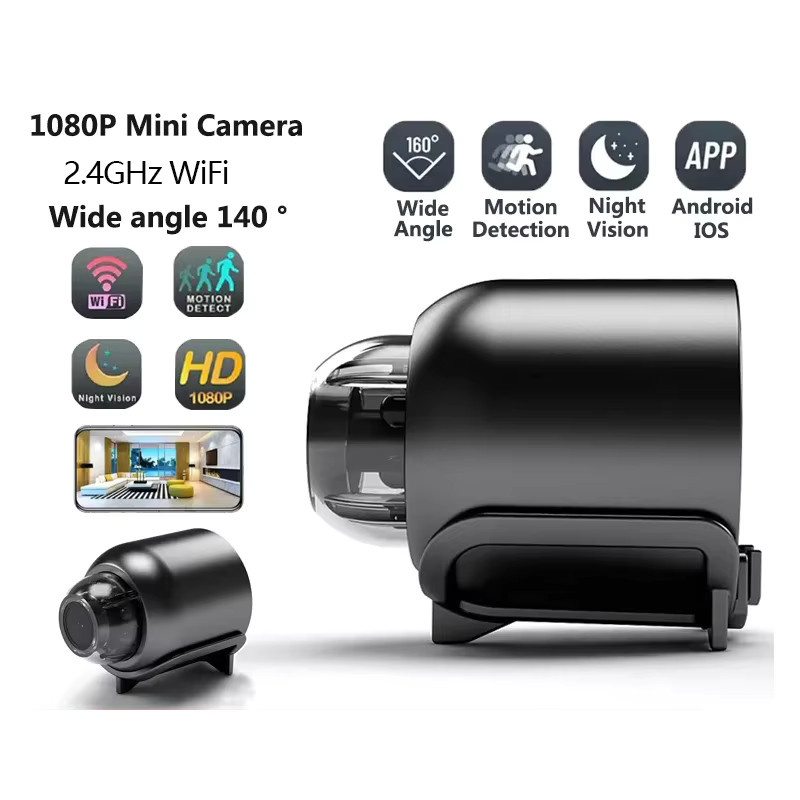 BESY Mini WiFi Kamera mit HD 1080P, IR Nachtsicht und Bewegungserkennung, IP Sicherheitssicherheitscamera in Schwarz - Bild 6