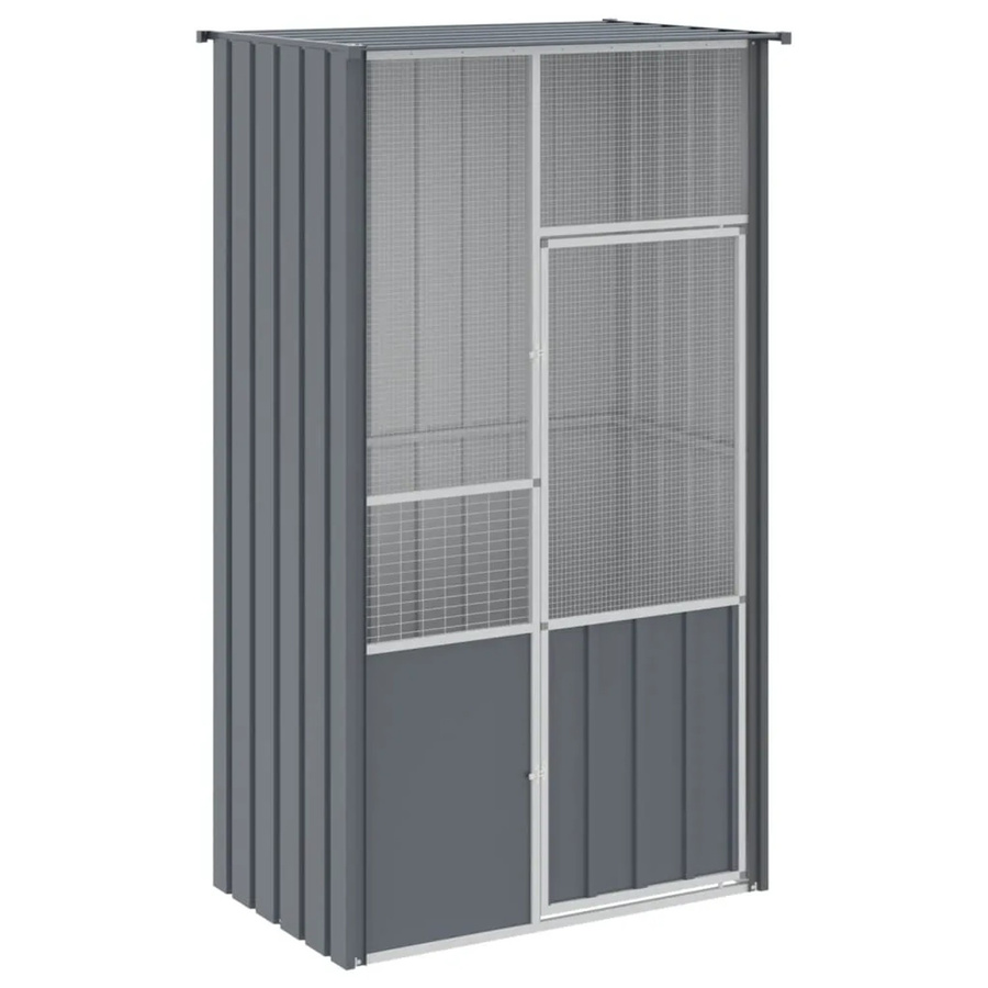 vidaXL Voliere aus verzinktem Stahl in Anthrazit, B/T/H: 115 x 78 x 200 cm - Bild 2