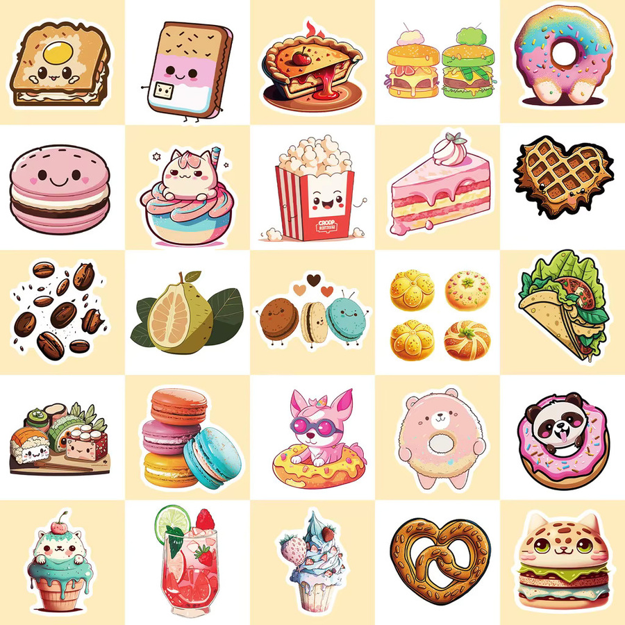 50 Stück Bunte Tier- und Donut-Aufkleber von BulingBulingStickers Shop für Helm, Fahrrad und Schreibwaren - Bild 3