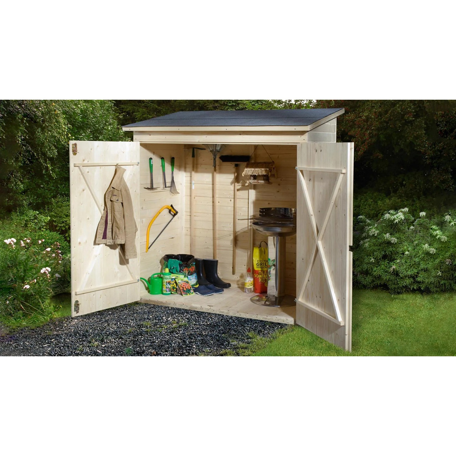 Weka Balkon- und Terrassenschrank aus Massivholz mit Pultdach in Braun, B/T/H: 163 x 85 x 195 cm - Bild 2