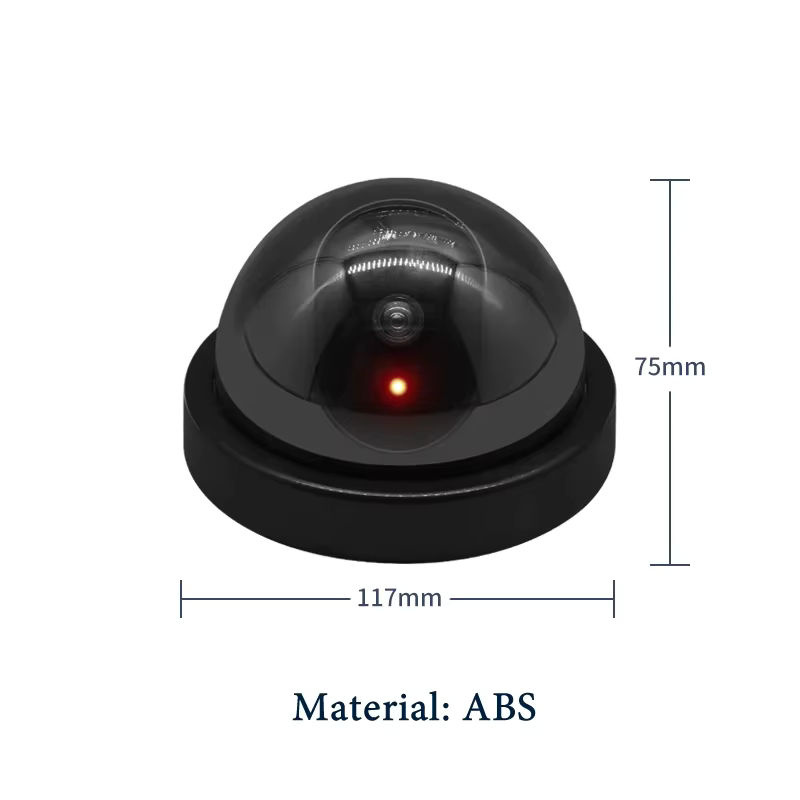 ELESECUR CCTV-Dummy-Kamera mit blinkender LED, schwarze Kunststoffkuppel, Überwachungskamera zur Sicherheit, Stromversorgung über AA-Batterie - Bild 2