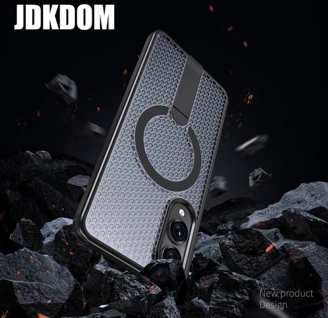 JDKDOM Magnetische Stoßfeste Halterungshülle für Samsung S26 S25 Edge S24 Plus FE Ultra A57 A37 A17 A07 mit Netz-Wärmeableitung in Schwarz oder Blau - Bild 1