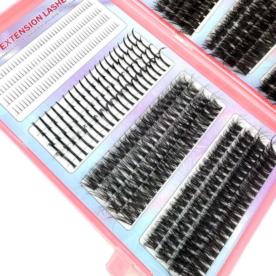 AMSDCN Wimperncluster mit unteren Wimpern, 32 Reihen, Unisex - Bild 6