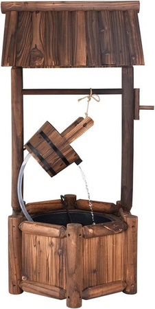 Costway Gartenbrunnen aus Tannenholz und Metall in Braun mit elektrischer Pumpe und Kaskadenfunktion im rustikalen Design, B/T/H: 51 x 51 x 117 cm