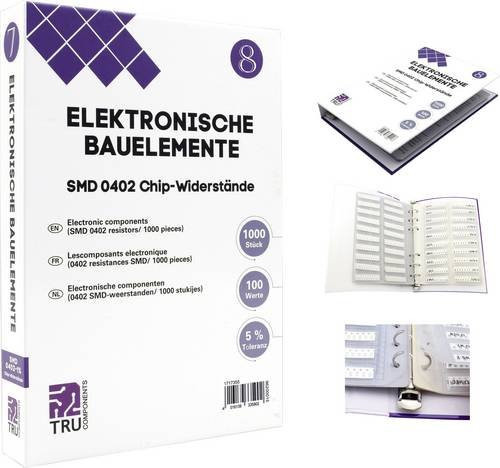 TRU COMPONENTS TC-6869420 Sortiments-Album SMD 0402 0.625W 5% mit 1000 Teilen in Weiß - Bild 1