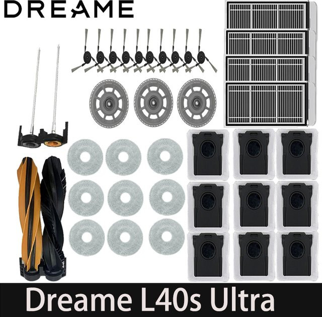 Dreame L40s Ultra und L40s Pro Ultra Ersatzteil-Set mit Hauptbürste, Seitenbürste, HEPA-Filter, Wischtüchern und Staubbeuteln in Multicolour - Bild 1