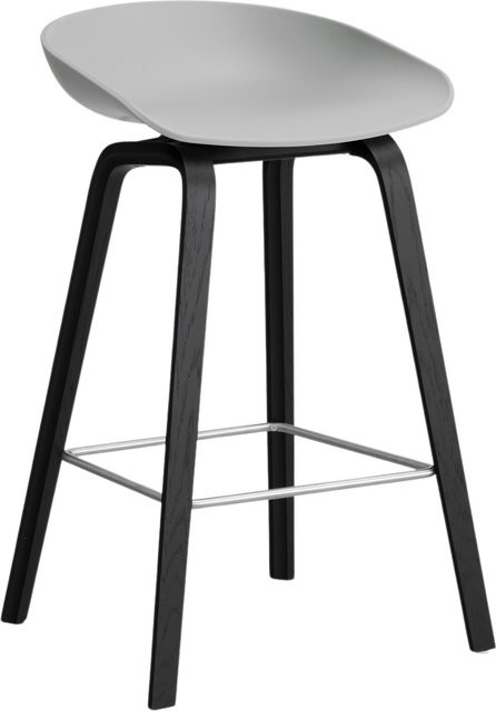 HAY About A Stool AAS 32 Hocker in Grau mit Polypropylen und Holzgestell in Eiche oder Walnuss - Bild 1