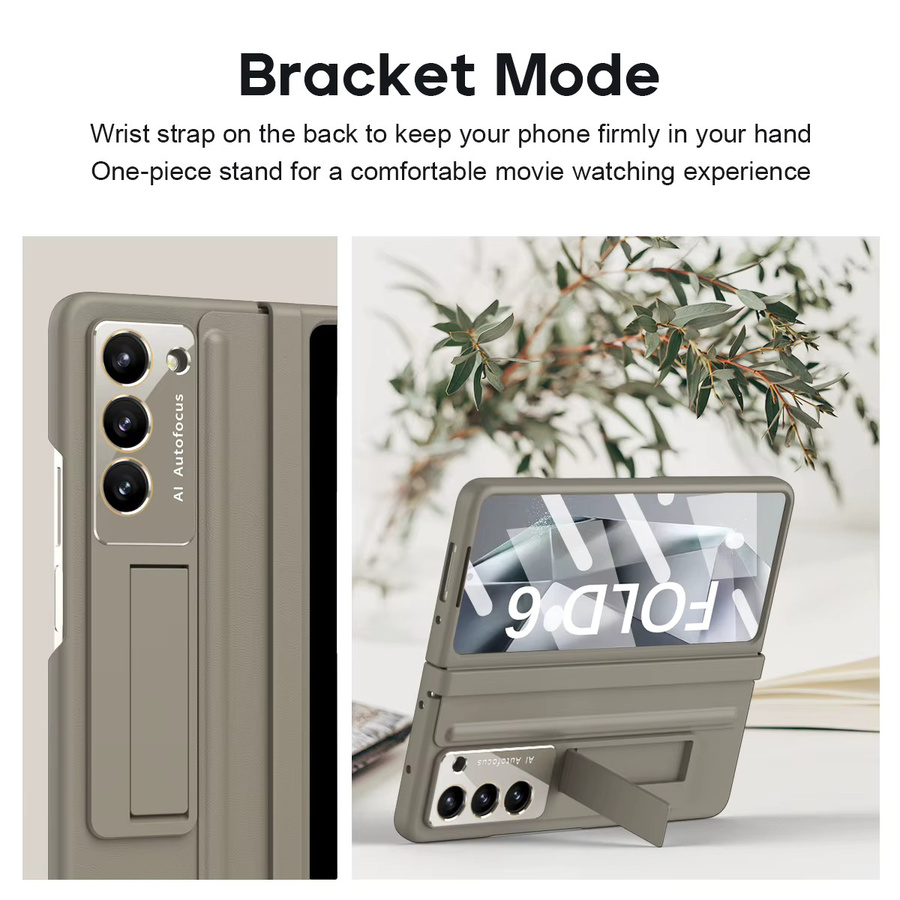 Samsung Galaxy Z Fold 7 6 5 Schutzhülle mit mattem Lederdesign, faltbarem Scharnier und gehärtetem Schutzfilm, stoßfest, in Weiß oder Grau - Bild 3