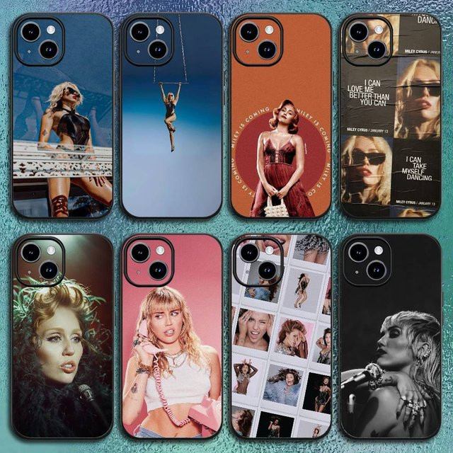 M-Miley Cyrus Flowers Singer Handyhülle für iPhone 12 bis 17 Pro Max Plus in Schwarz und Multicolour als Softshell-Schutz - Bild 1