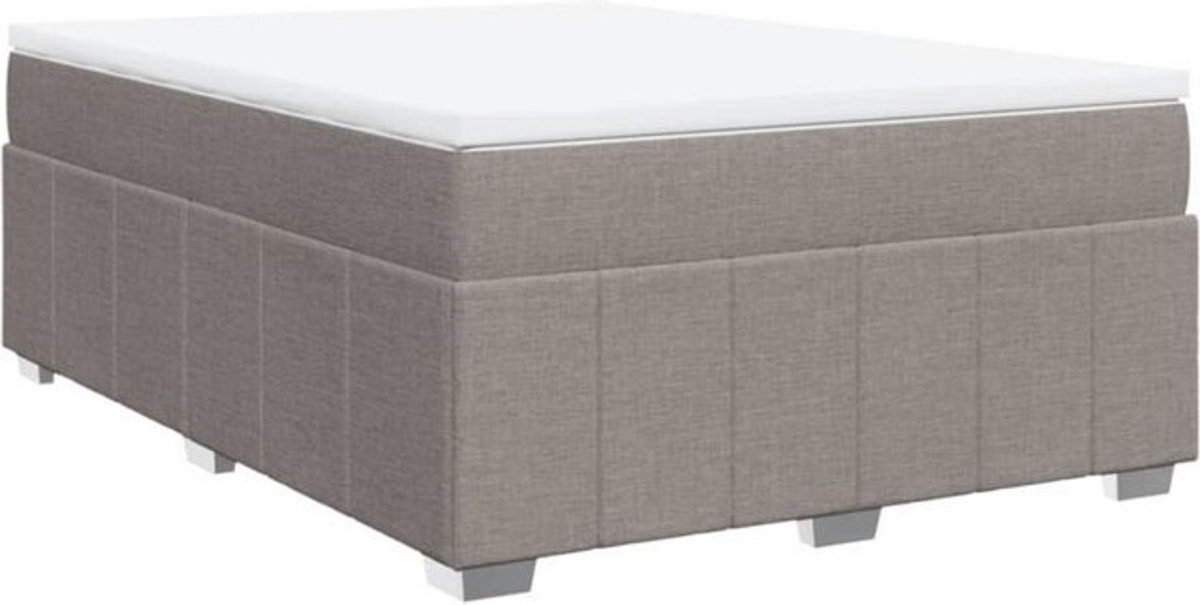 vidaxl Boxspringbett mit Matratze in Taupe meliert und Weiß, Stoff und Holzwerkstoff, B/T/H: 140 x 190 cm - Bild 1