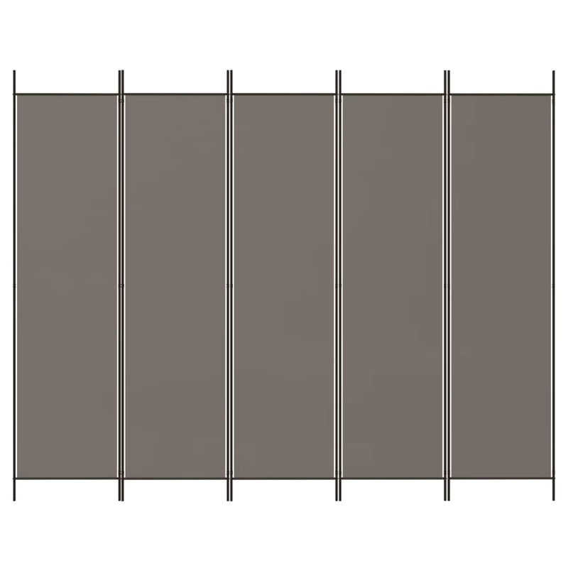 Anthrazitfarbene Trennwand mit 5 Textil-Paneelen als Sichtschutz, B: 250 cm, H: 200 cm - Bild 2