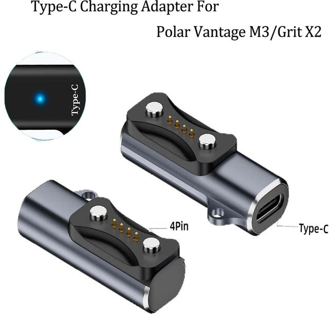 Polar Magnetisches USB-C Ladegerät für Polar Pacer, Ignite 3, Vantage V3, Vantage M3 und Grit X2 Pro, 5W, Grau - Bild 1