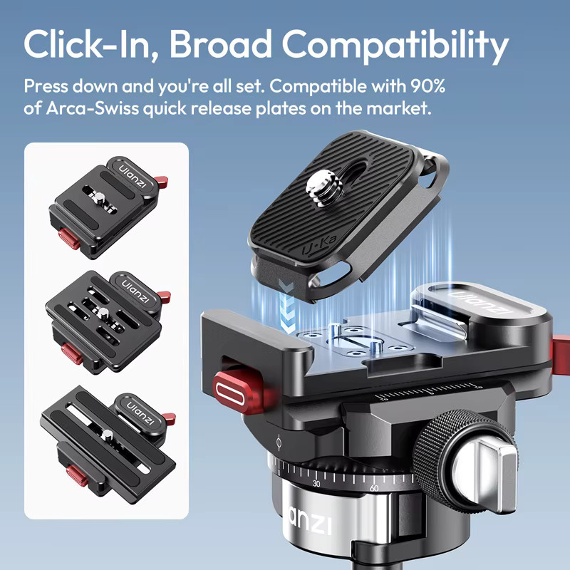 Ulanzi UKA Pro Schnellwechsel-Kit mit doppelter Verriegelungsplatte und Arca-Swiss-Basis für Kamera-Slider und Stabilisatoren, Schwarz - Bild 2