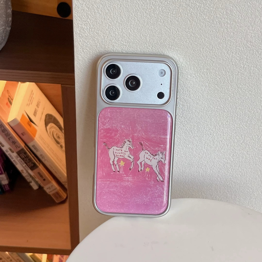 TROPLET Handyhülle mit handgezeichnetem rosa Pony Design für iPhone 11 bis iPhone 17 Pro Max Plus - Bild 2