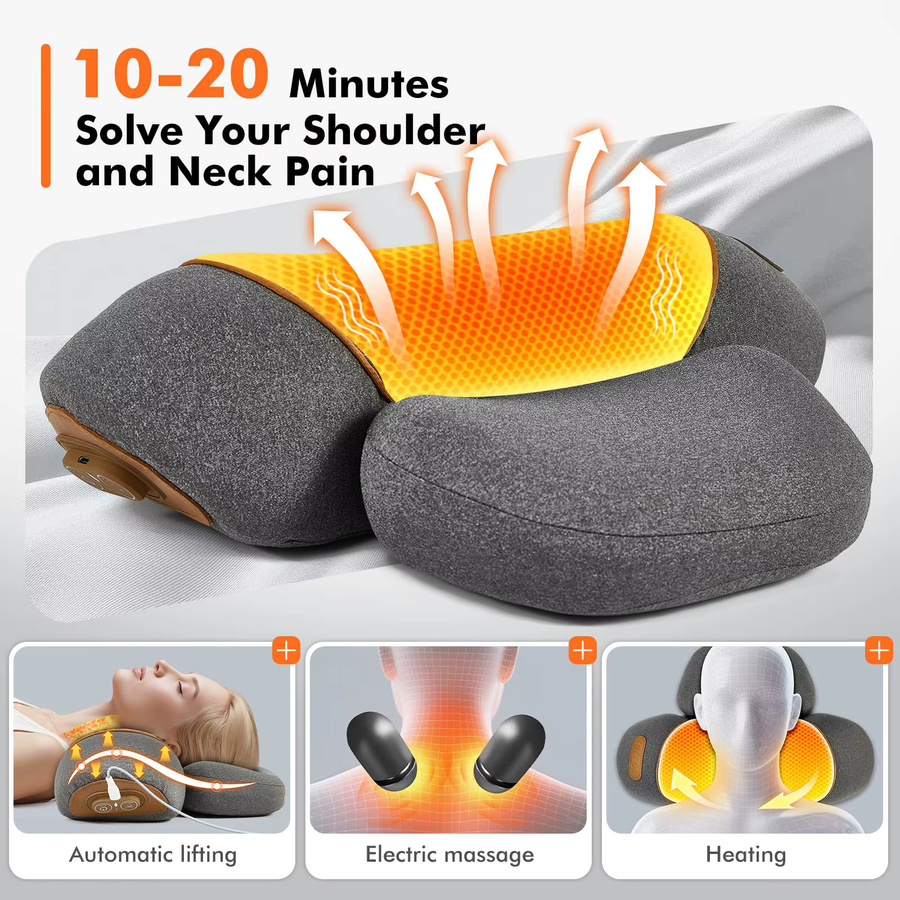 PAQIN 3-in-1 Nackenmassagekissen mit Heiz- und Traktionsfunktion, Grau, Damen - Bild 5