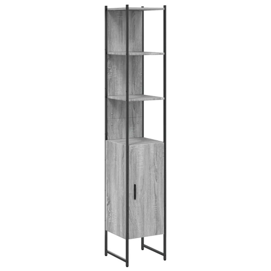 vidaXL Badschrank Grau Sonoma aus Holzwerkstoff, B/T/H: 33 x 33 x 185,5 cm - Bild 2