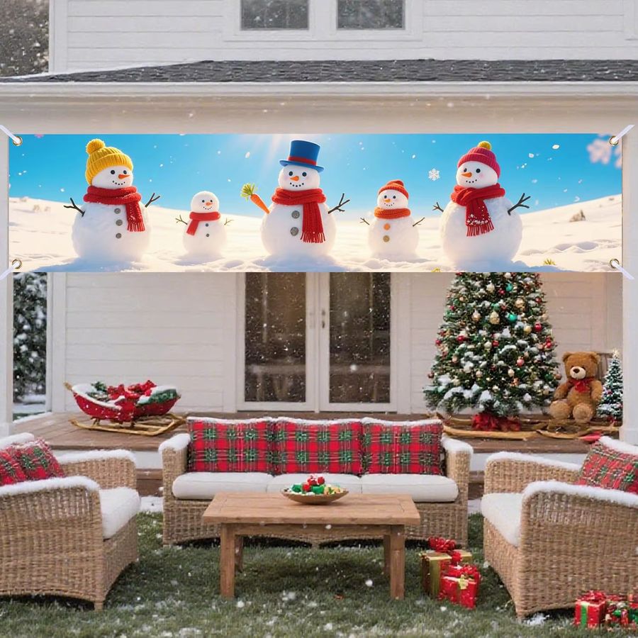 VIKAMA Weihnachts Banner mit Schneemann und Rentier für Indoor und Outdoor, Multicolor, B/H: 180 x 35 cm - Bild 4