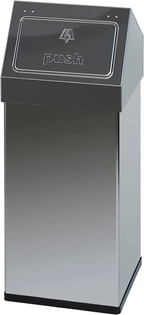 PROREGAL Abfallbehälter Haiti aus Edelstahl mit Push-Deckel, Silber, H x B x T: 77 x 30 x 30 cm, 55 Liter - Bild 1